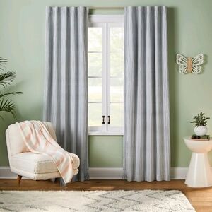 Pillowfort Blackout Ebony Mini Stripe Panel White & Black 42" x 84"